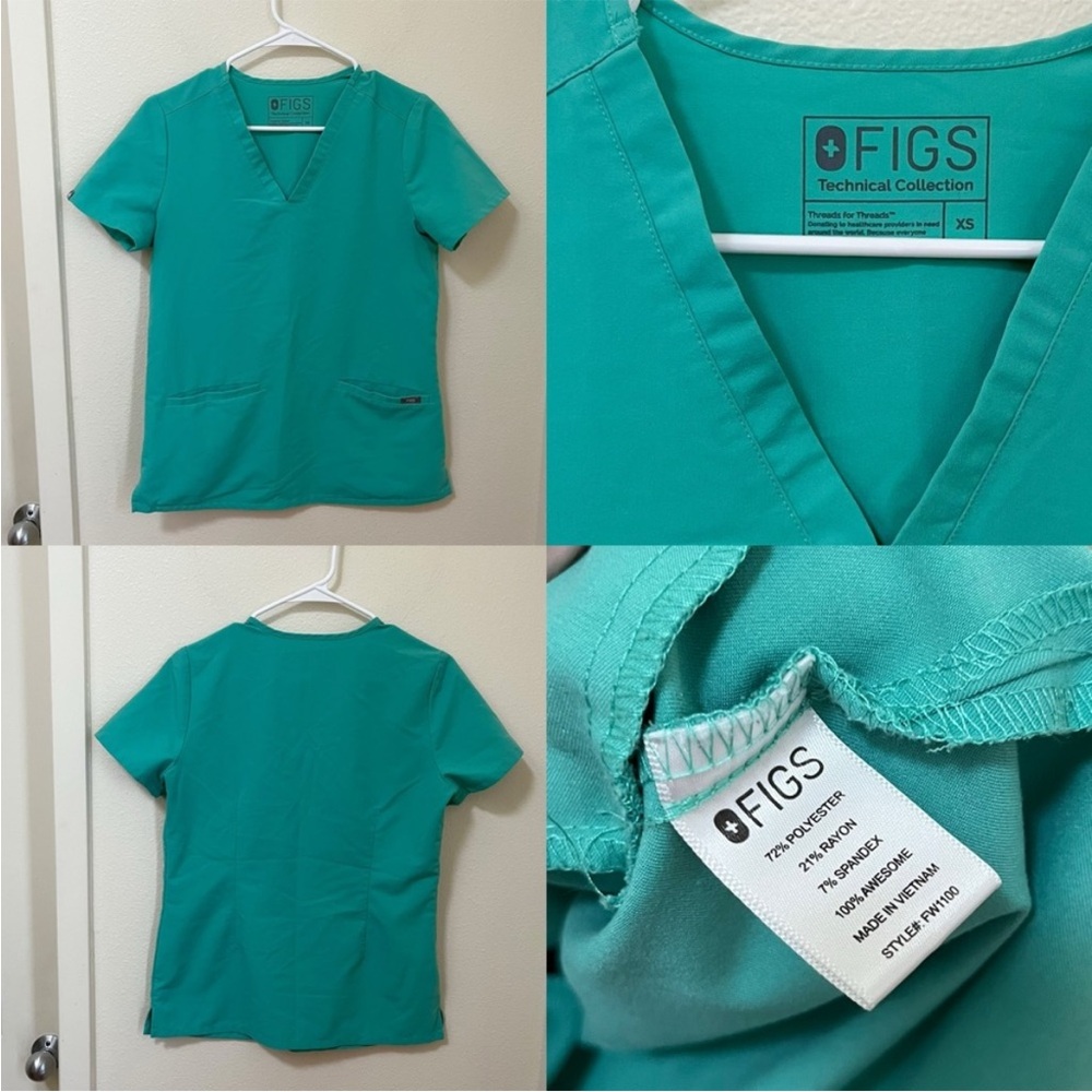 •FIGS• Casma Three-Pocket Scrub Top Surgical Green PO#1426
